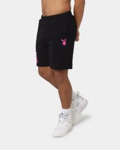 Playboy Stack Blend Track Shorts Black Magenta -Fashion Clothing Store 03010478 YD629 mens 0060