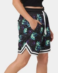 Goat Crew X Rick And Morty Space Skull Shorts Black/Multi-Coloured -Fashion Clothing Store 03010509 YB453 womens 0030