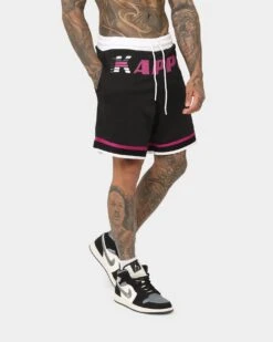 Kappa Authentic Hubert Shorts Black Onyx/Bright Pink -Fashion Clothing Store 03010551 YD666 mens 0030