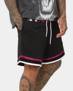 Kappa Authentic Hubert Shorts Black Onyx/Bright Pink -Fashion Clothing Store 03010551 YD666 mens 0050