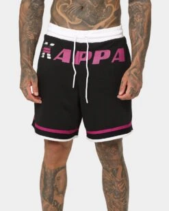 Kappa Authentic Hubert Shorts Black Onyx/Bright Pink -Fashion Clothing Store 03010551 YD666 mens 0070