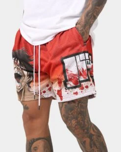 Goat Crew X Baki Hanma Baki Mesh Shorts Burnt Orange -Fashion Clothing Store 03010567 YO238 mens 0040