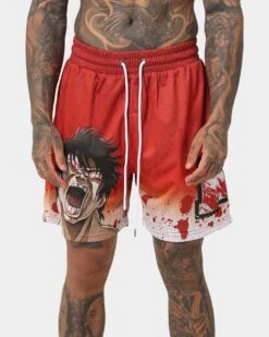 Goat Crew X Baki Hanma Baki Mesh Shorts Burnt Orange -Fashion Clothing Store 03010567 YO238 mens 0070