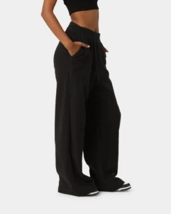 Reebok Women's Classic Fleece Wide Leg Pants Black -Fashion Clothing Store 03010623 YB001 womens 050