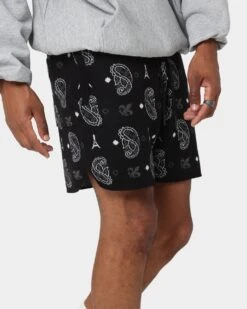 Carre Big Bandana Knitted Shorts Black -Fashion Clothing Store 03010685 YB001 mens 0030