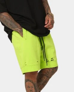 Saint Morta Rags Fleece Shorts Neon Green 12 Saint Morta Rags Fleece Shorts Neon Green -Fashion Clothing Store 03010708 YN359 mens 0030