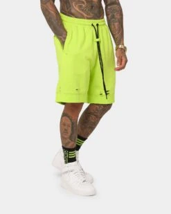 Saint Morta Rags Fleece Shorts Neon Green 14 Saint Morta Rags Fleece Shorts Neon Green -Fashion Clothing Store 03010708 YN359 mens 0050