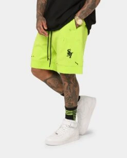 Saint Morta Rags Fleece Shorts Neon Green 15 Saint Morta Rags Fleece Shorts Neon Green -Fashion Clothing Store 03010708 YN359 mens 0060