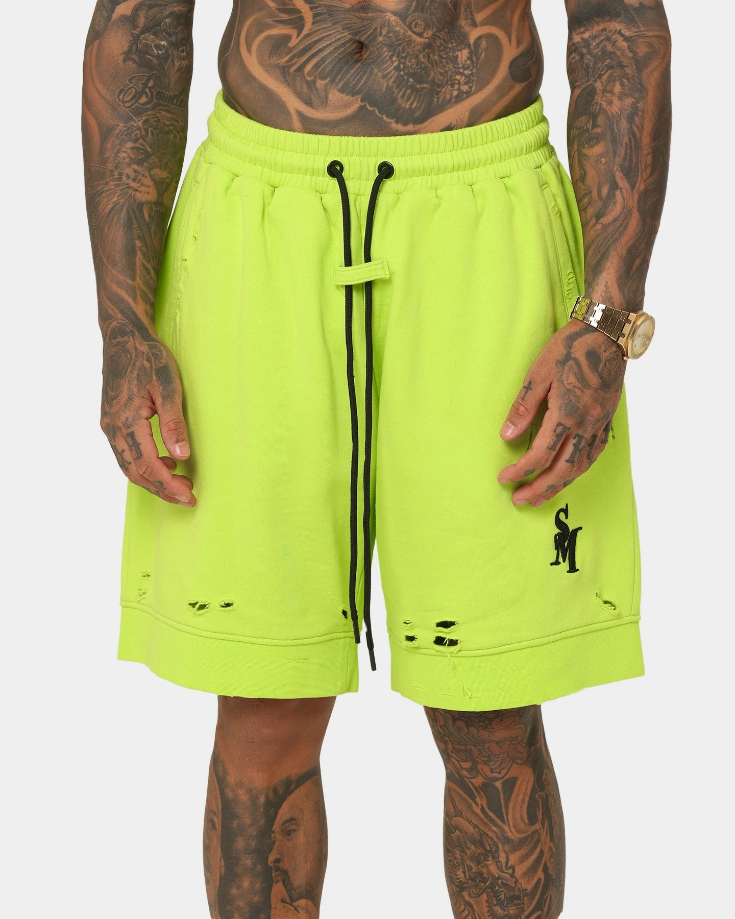 Saint Morta Rags Fleece Shorts Neon Green 9 Saint Morta Rags Fleece Shorts Neon Green - Image 7
