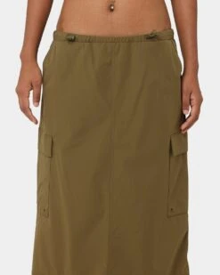 MNML Women's Parachute Maxi Skirt Khaki -Fashion Clothing Store 03010713 YK001 womens 0070