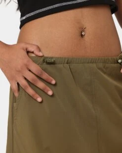 MNML Women's Parachute Maxi Skirt Khaki -Fashion Clothing Store 03010713 YK001 womens 0090