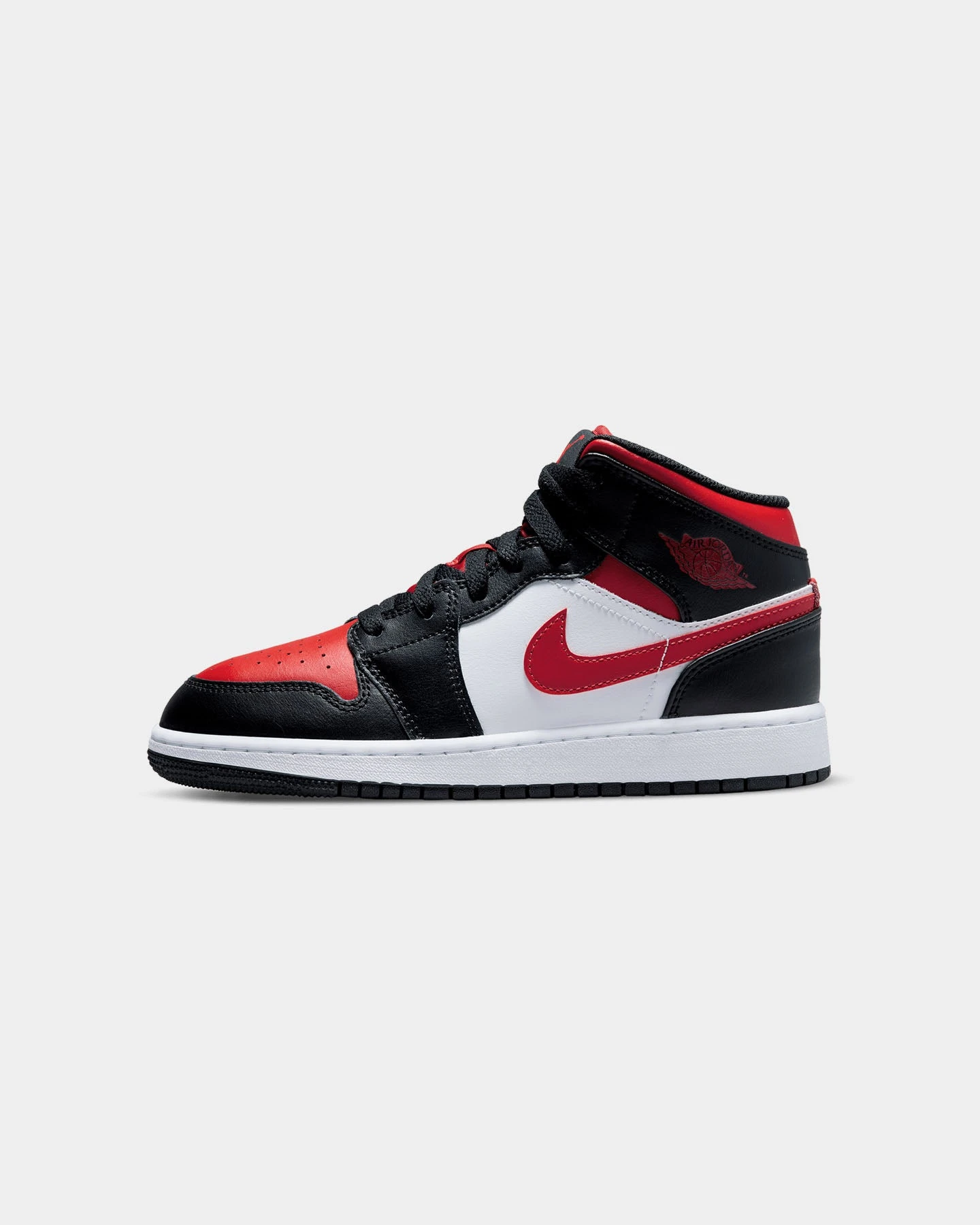 Jordan Kids' Air Jordan 1 Mid (GS) "Bred Toe" Black/Fire Red-White 3 Jordan Kids' Air Jordan 1 Mid (GS) "Bred Toe" Black/Fire Red-White