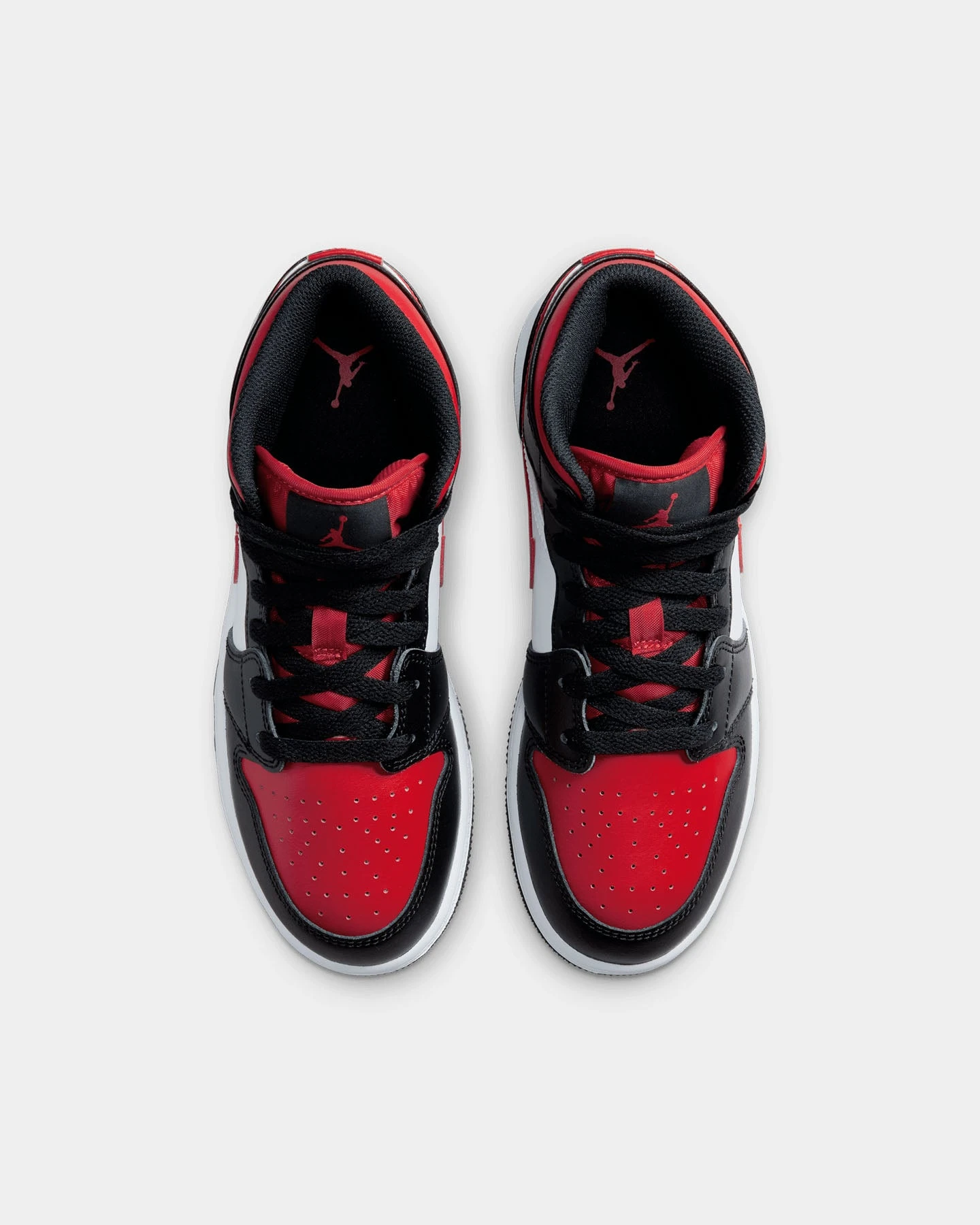 Jordan Kids' Air Jordan 1 Mid (GS) "Bred Toe" Black/Fire Red-White 9 Jordan Kids' Air Jordan 1 Mid (GS) "Bred Toe" Black/Fire Red-White - Image 7