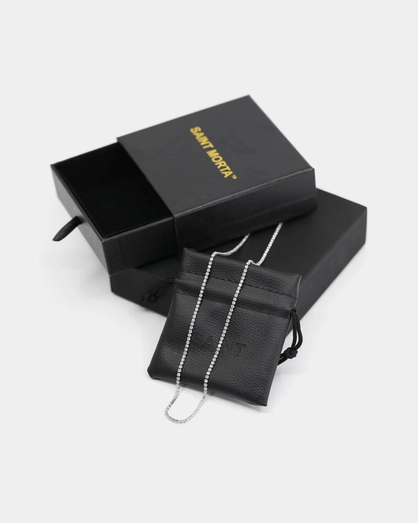 Saint Morta Micro 24" Tennis Necklace White Gold 7 Saint Morta Micro 24" Tennis Necklace White Gold - Image 5