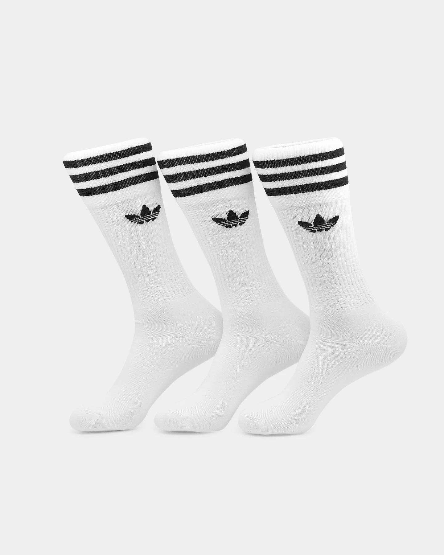 Adidas Solid Crew Sock 3 Pack White/Black 3 Adidas Solid Crew Sock 3 Pack White/Black