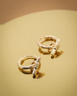 Wild For The Weekend Wildcats T-Bar Drop Hoop Earrings Gold -Fashion Clothing Store 06007884 YG200 default 00020