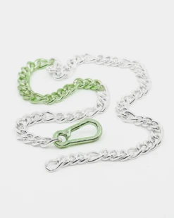 Wild For The Weekend Carabiner Chain Necklace Silver/Green -Fashion Clothing Store 06007886 YS604 default 00050