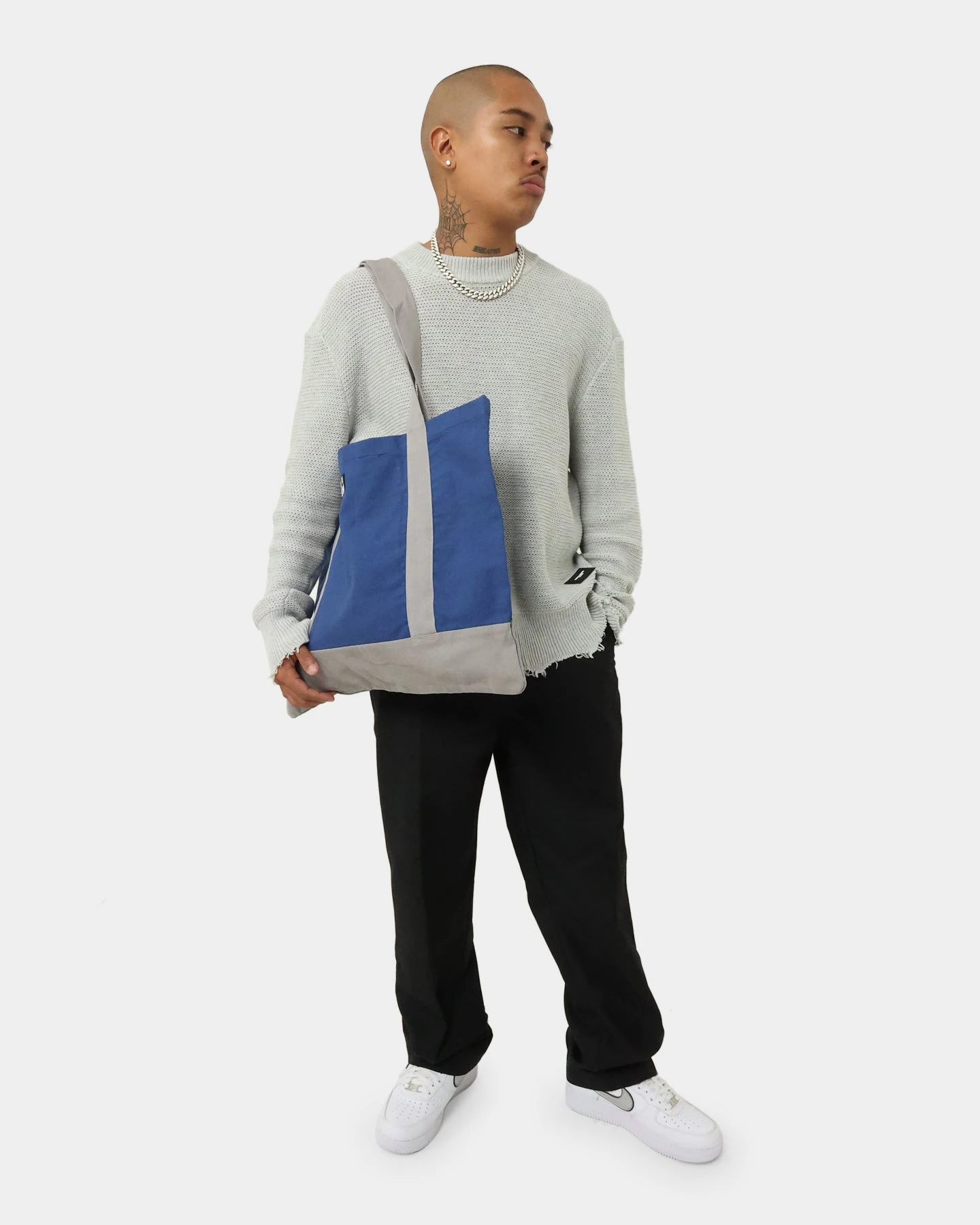 XLARGE 91 Contrast Tote Bag Navy/Grey 5 XLARGE 91 Contrast Tote Bag Navy/Grey - Image 3