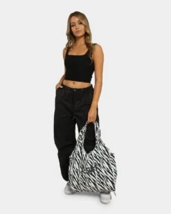 X-Girl Women's Mills Logo Shopper Bag Zebra -Fashion Clothing Store 06009256 YZ001 womens 0015