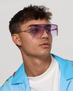 NUQE As IF Sunglasses Gold/Lilac -Fashion Clothing Store 06009334 YG836 mens 0015