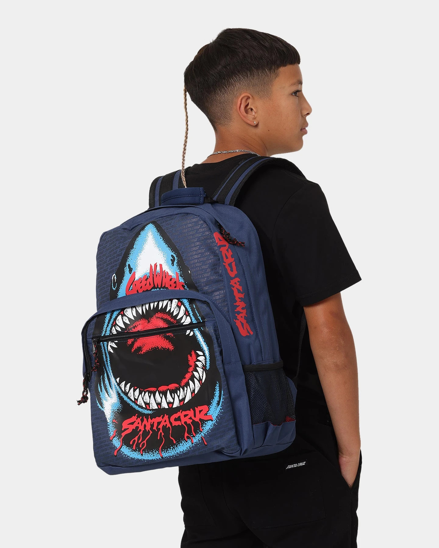 Santa Cruz Kids' Speed Wheels Shark Back Pack Navy 4 Santa Cruz Kids' Speed Wheels Shark Back Pack Navy - Image 2