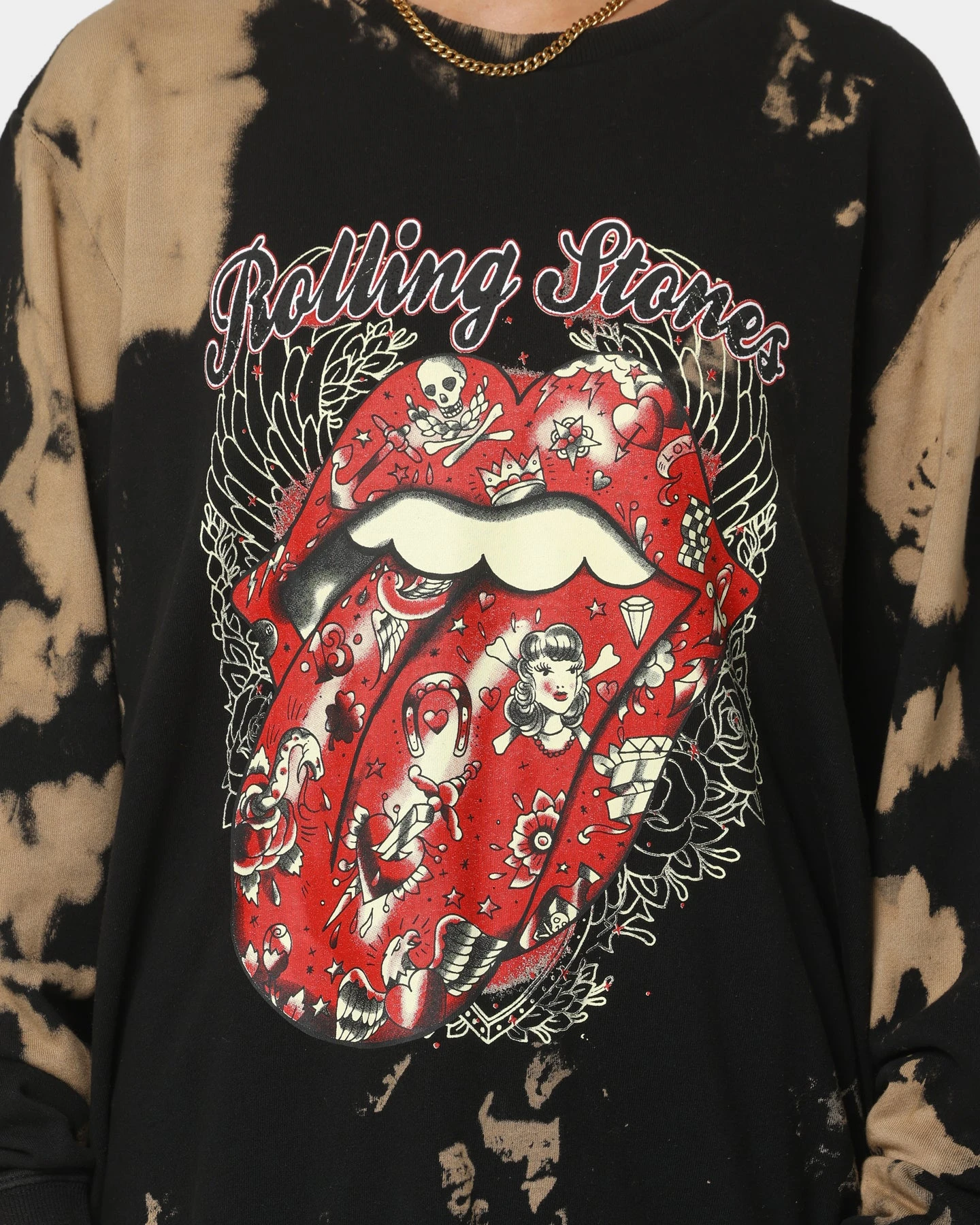 The Rolling Stones Tattoo Tongue Crewneck Tie Dye/Black 5 The Rolling Stones Tattoo Tongue Crewneck Tie Dye/Black - Image 3