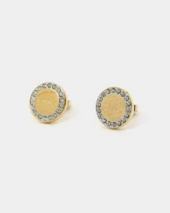 Guess Mainline Women's Coin And Crystal Stud Earrings Gold 17 Guess Mainline Women's Coin And Crystal Stud Earrings Gold -Fashion Clothing Store 09000035 YG200 default 00040