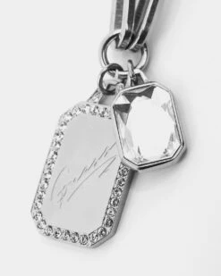 Guess Mainline Women's Single Chain Tag 15-17" Choker Necklace Silver -Fashion Clothing Store 09000036 YS001 default 00060