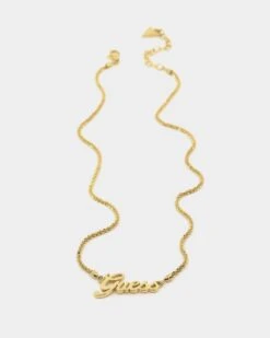Guess Mainline Women's Lettering 16-18" Choker Necklace Gold -Fashion Clothing Store 09000040 YG200 default 00020