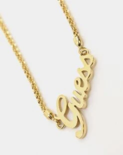 Guess Mainline Women's Lettering 16-18" Choker Necklace Gold -Fashion Clothing Store 09000040 YG200 default 00030