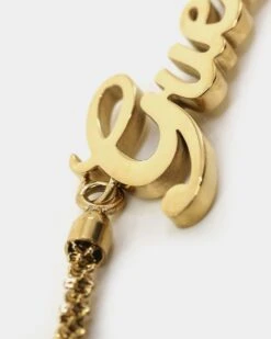 Guess Mainline Women's Lettering 16-18" Choker Necklace Gold -Fashion Clothing Store 09000040 YG200 default 00060