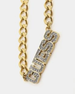 Guess Mainline Women's Pave Bold 16-18" Choker Necklace Gold -Fashion Clothing Store 09000042 YG200 default 00030