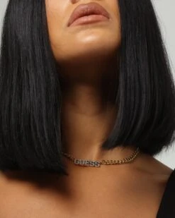 Guess Mainline Women's Pave Bold 16-18" Choker Necklace Gold -Fashion Clothing Store 09000042 YG200 womens 00015