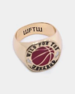 Wild For The Weekend Baller Basketball Signet Ring (Medium) Gold -Fashion Clothing Store 09000131 YG200 default 00060