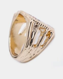 Wild For The Weekend Baller Bear Coin Signet Ring (Medium) Gold -Fashion Clothing Store 09000134 YG200 default 00060