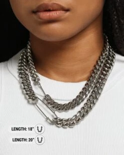 Loiter Safety Pin Double Chain Necklace Pack Silver 14 Loiter Safety Pin Double Chain Necklace Pack Silver -Fashion Clothing Store 09000189 YS001 womens 0015