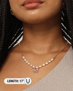 Raising Hell Women's Sweetgirl Necklace Gold/White/Pink -Fashion Clothing Store 09000308 YG227 womens 0015
