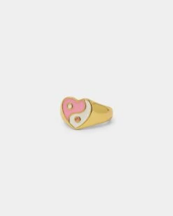Raising Hell Women's Yin Yang Ring Gold/Pink -Fashion Clothing Store 09000311 YG838 default 0020