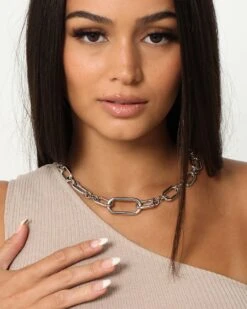 Raising Hell Women's Thick Link Chain White Gold 12 Raising Hell Women's Thick Link Chain White Gold -Fashion Clothing Store 09000538 YW101 womens 0015