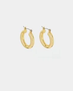 Raising Hell Staple Gold Hoop Earrings Gold -Fashion Clothing Store 09000564 YG200 default 0020