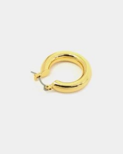 Raising Hell Staple Gold Hoop Earrings Gold -Fashion Clothing Store 09000564 YG200 default 0030