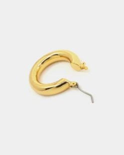Raising Hell Staple Gold Hoop Earrings Gold -Fashion Clothing Store 09000564 YG200 default 0040