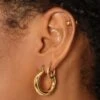 Raising Hell Staple Gold Hoop Earrings Gold 2 Raising Hell Staple Gold Hoop Earrings Gold -Fashion Clothing Store 09000564 YG200 womens 003