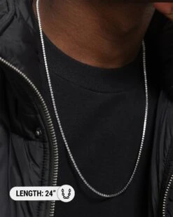 NXS 2MM Micro Tennis Necklace White Gold -Fashion Clothing Store 09000612 YW101 mens 0015