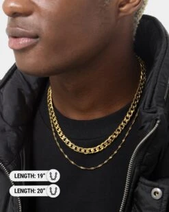 NXS Diamond Cut Double Chains Gold -Fashion Clothing Store 09000615 YG200 mens 0015