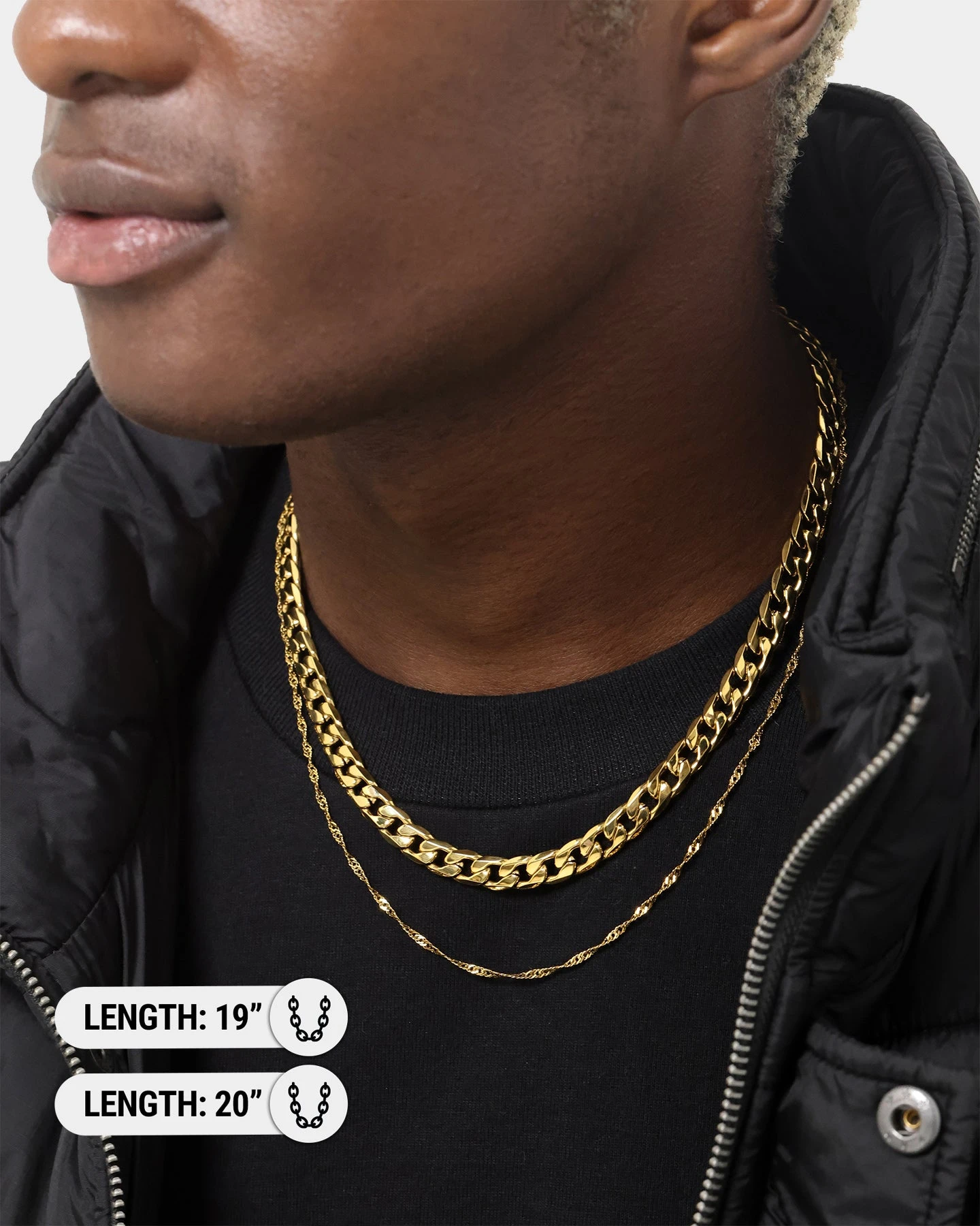 NXS Diamond Cut Double Chains Gold 5 NXS Diamond Cut Double Chains Gold - Image 3