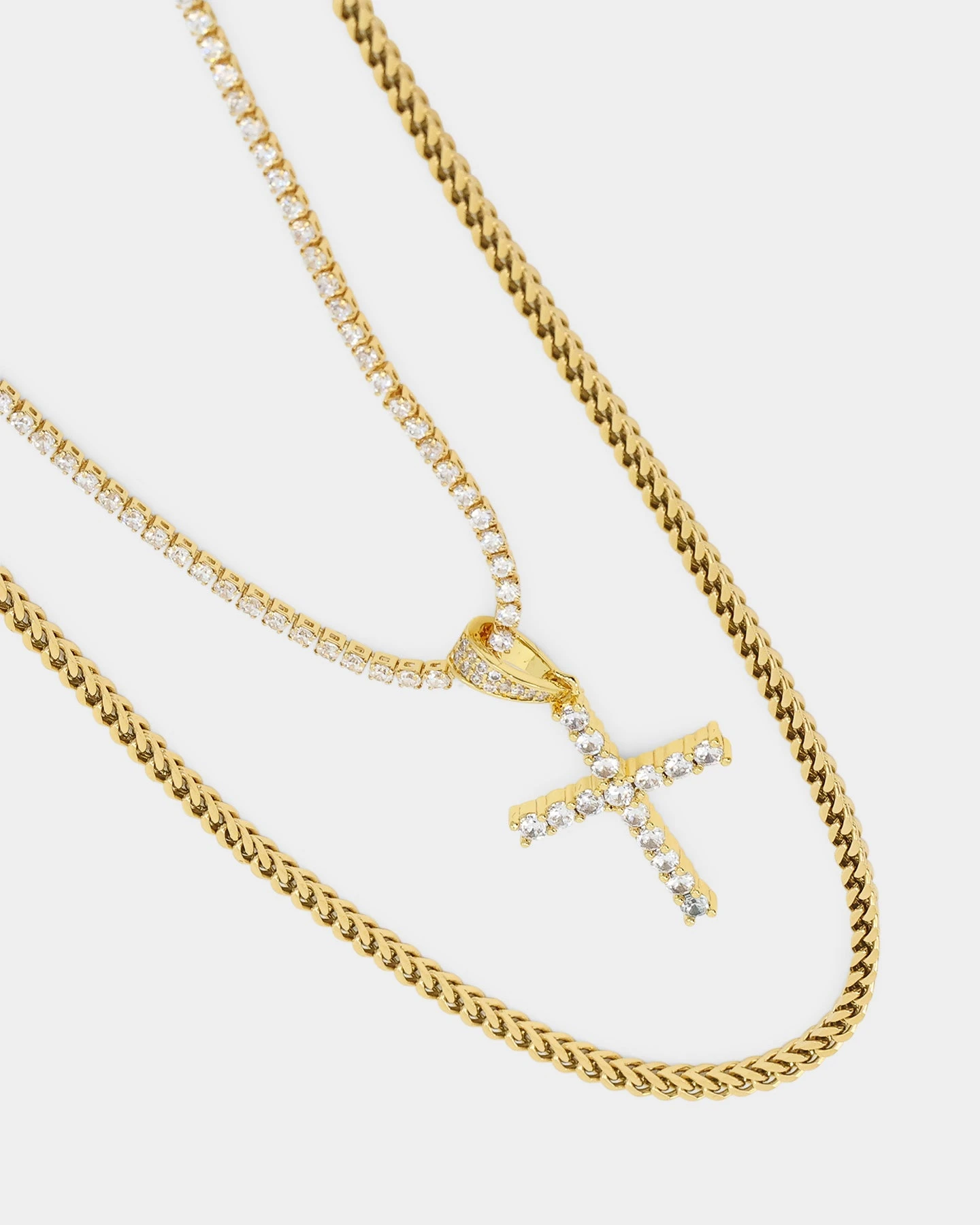 NXS Double Cross Chain Iced Gold 7 NXS Double Cross Chain Iced Gold - Image 5