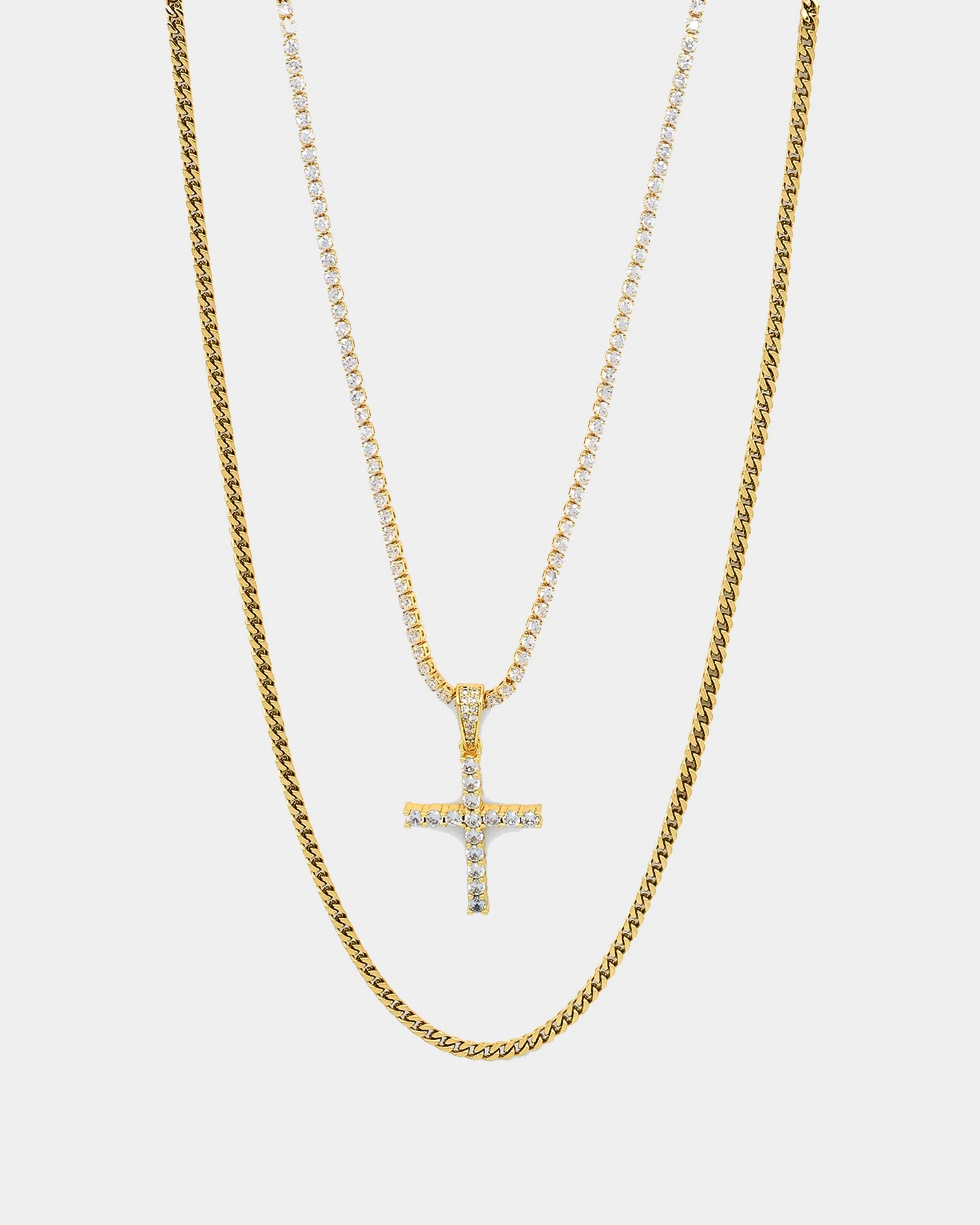 NXS Double Cross Chain Iced Gold 4 NXS Double Cross Chain Iced Gold - Image 2