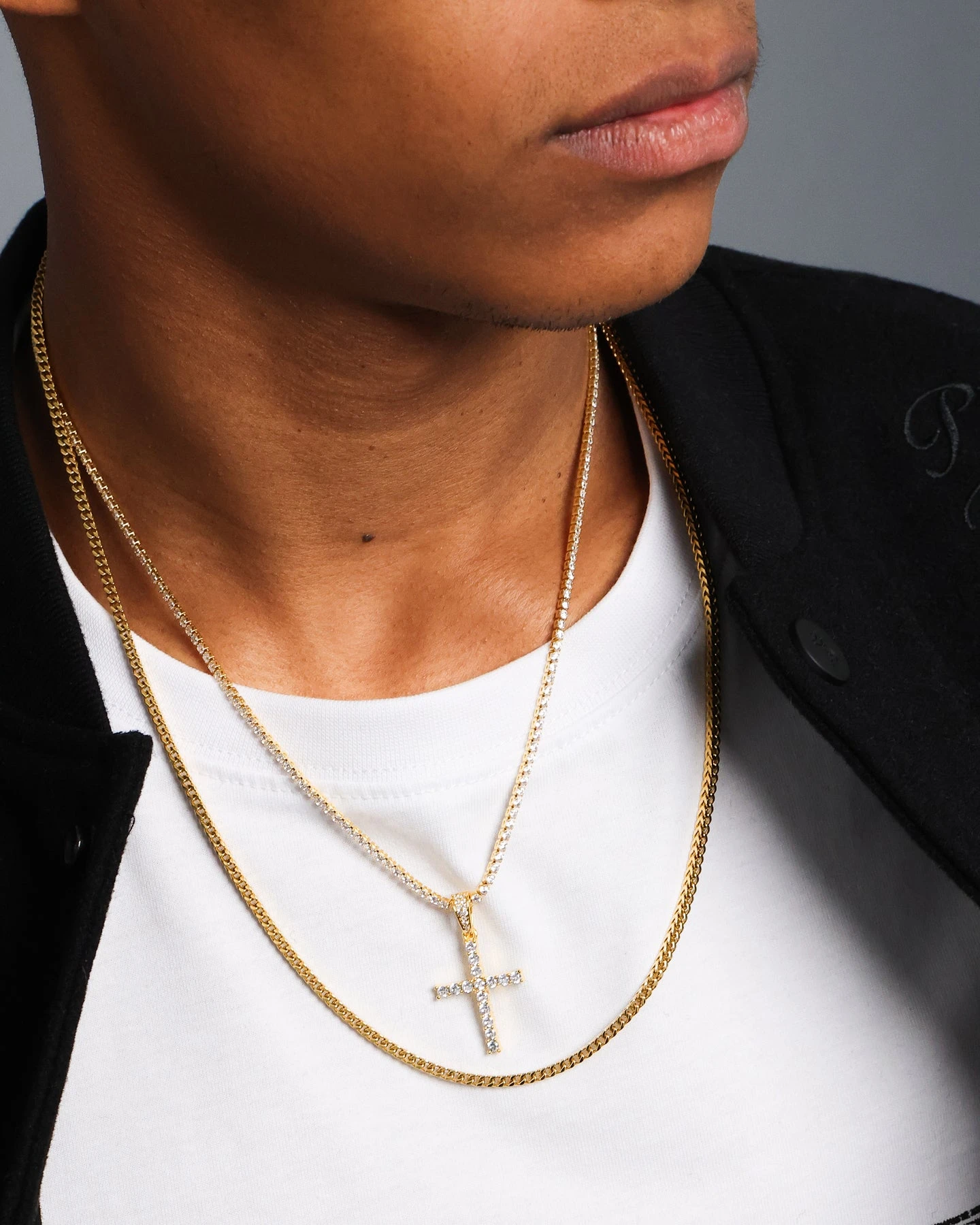 NXS Double Cross Chain Iced Gold 3 NXS Double Cross Chain Iced Gold