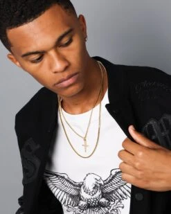 NXS Double Cross Chain Iced Gold 12 NXS Double Cross Chain Iced Gold -Fashion Clothing Store 09000632 YI026 mens 0025